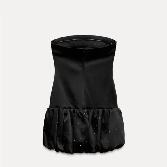 ZARA SATIN EFFECT RHINESTONE BALLOON DRESS - Picture 7 of 8